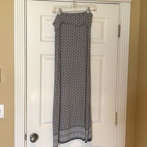 Navy print floor length skirt